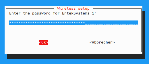 Eingabe des WLAN Passwortes