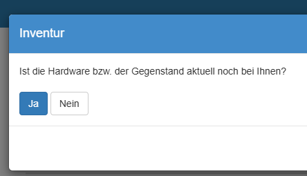 Bestätigungsdialog zwecks Inventur-Abfrage